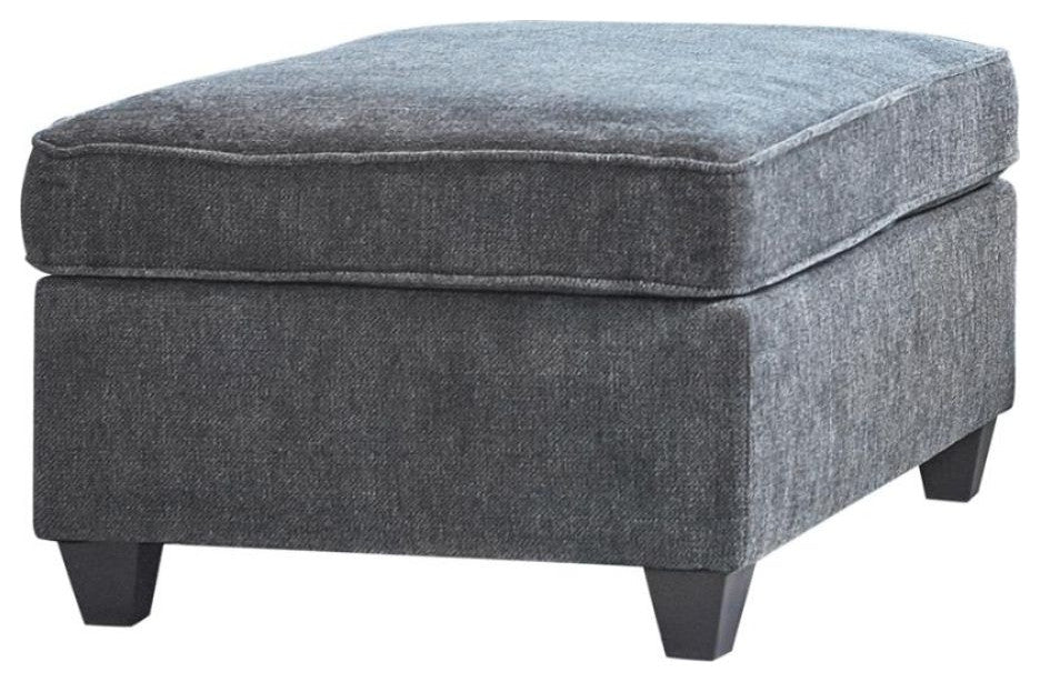 Fabric Upholstered Rectangular Ottoman, Dark Gray