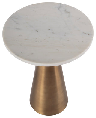 Hallie 15" W Round Marble and Metal Side Table