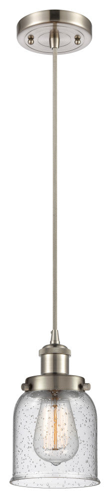 Small Bell 1-Light Mini Pendant, Brushed Satin Nickel, Seedy