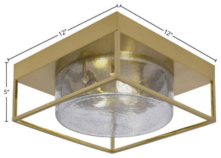 12" 2-Light Flush Mount Light, New Age Brass, Smoke Bubble Glass