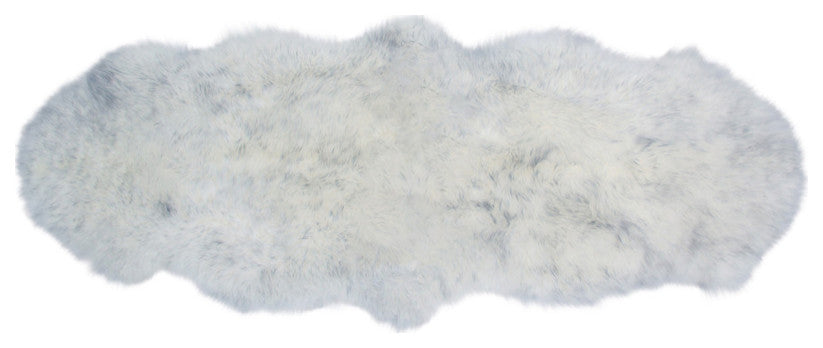 Rustic Sheepskin Double Pelt 2'x5' Rug, Gray Mist