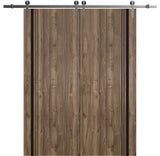 Sturdy Double Barn Door 84 x 96 with | Planum 0011 Walnut with  | 14FT