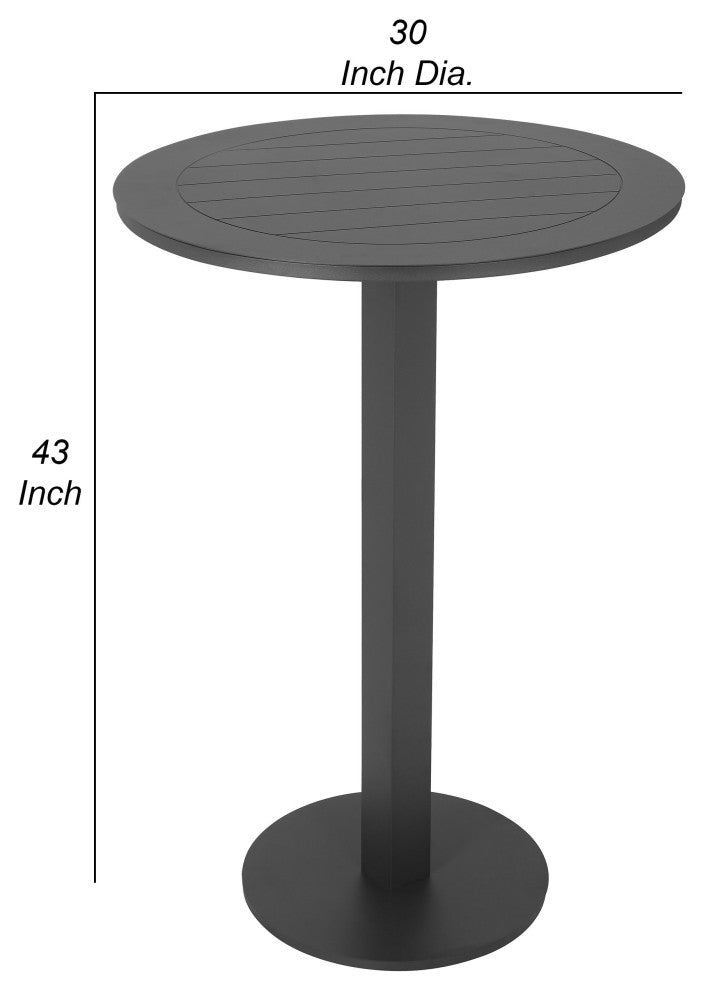 Benzara BM287741 Keli 43" Outdoor Bar Table, Smooth Gray Aluminum