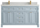 Paris 60" Double Sink Bathroom Vanity, Blue Heather 2" Carrara Quartz