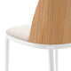 LeisureMod Tule Dining Chair With Upholstered Seat and White Steel Frame, Natural Wood/Beige
