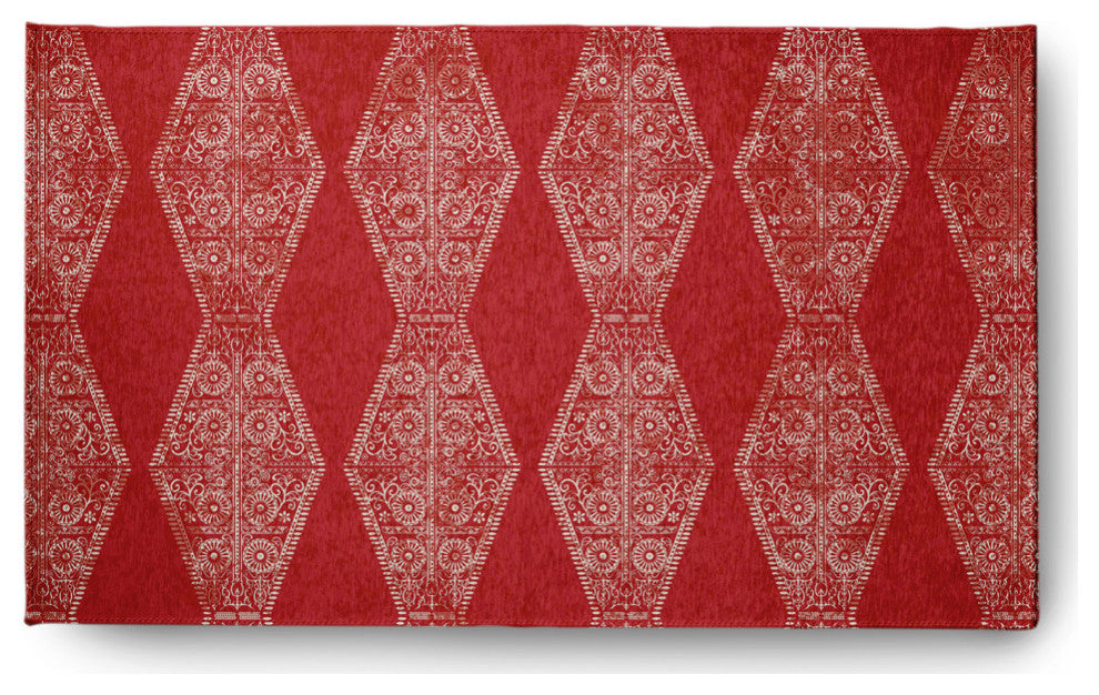 Pyramid Stripe Soft Chenille Area Rug, Red, 3'x5'