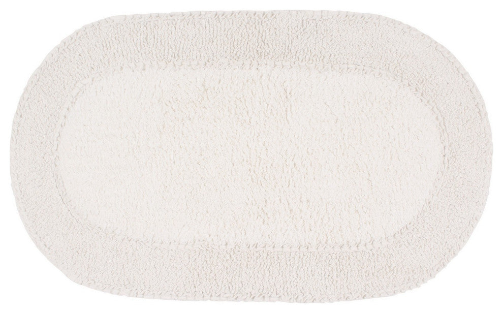Double Ruffle Collection Bath Rugs Set, 21x34 Rectangle, Ivory