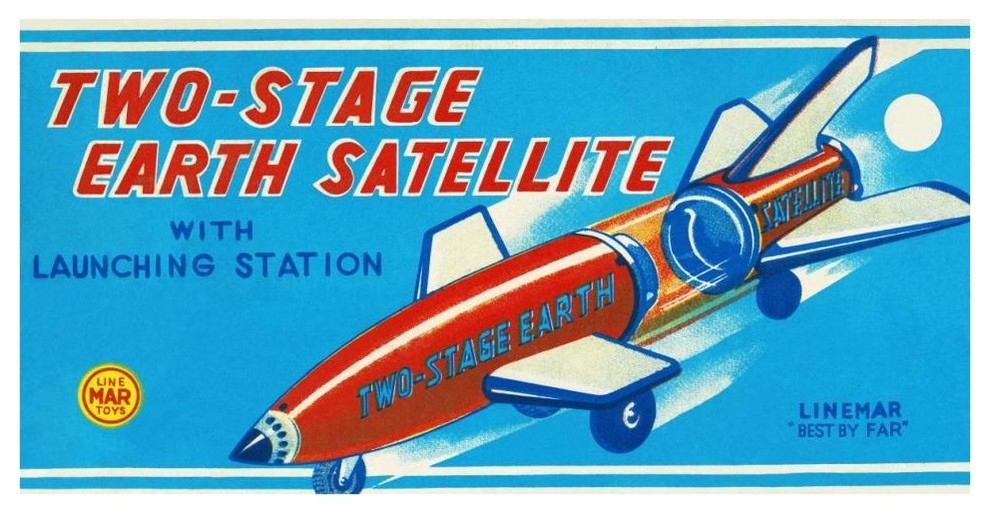 "Two-Stage Earth Satellite" Digital Paper Print by Retrorocket, 42"x22"