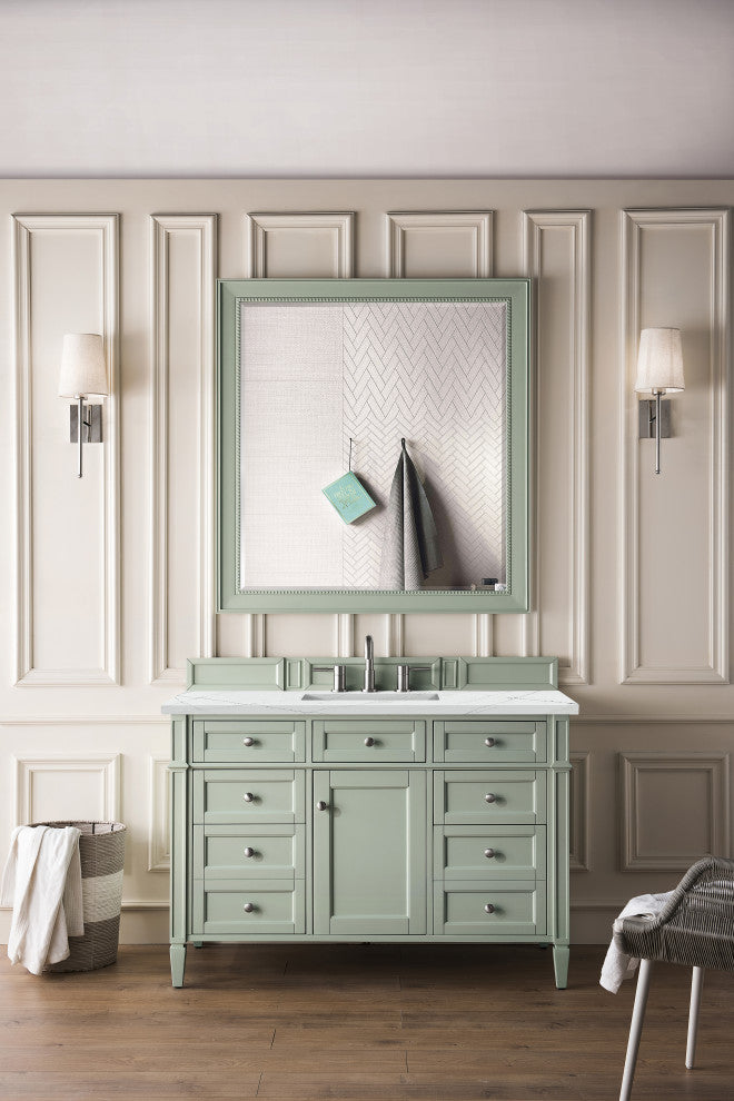 James Martin 650-V48-SGR-3ENC 48" Sage Green Single Vanity w/ 3 CM Quartz Top