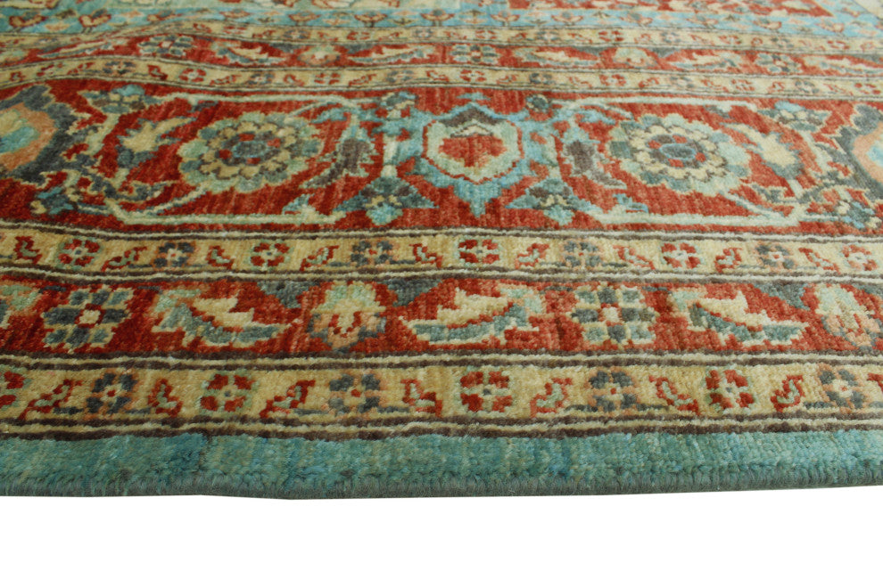 Handmade Aria Naeemah Blue/Rust Rug, 8'11x11'8