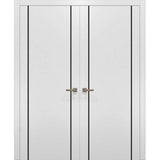 Solid French Double Doors 64 x 80 | Planum 0016 White Silk with