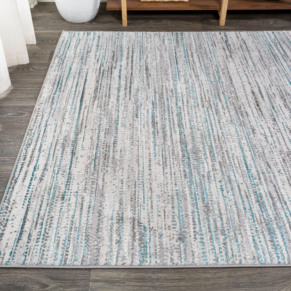 Loom Modern Strie' Area Rug, Gray/Turquoise, 4 X 6