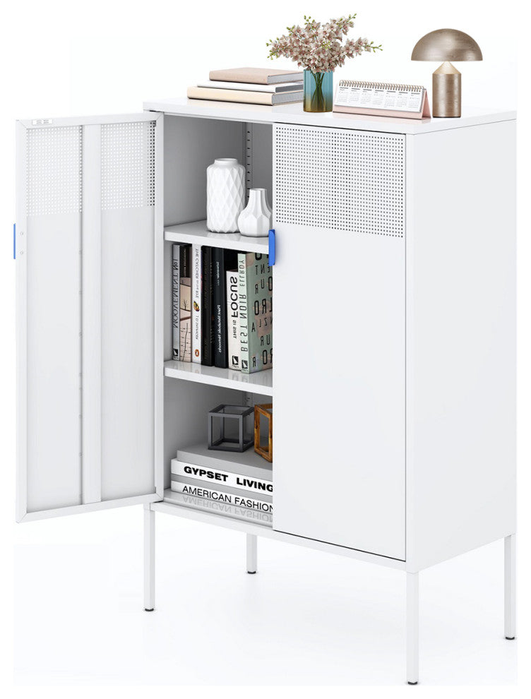 Metal Storage Locker Cabinet With Adjustable Shelves White