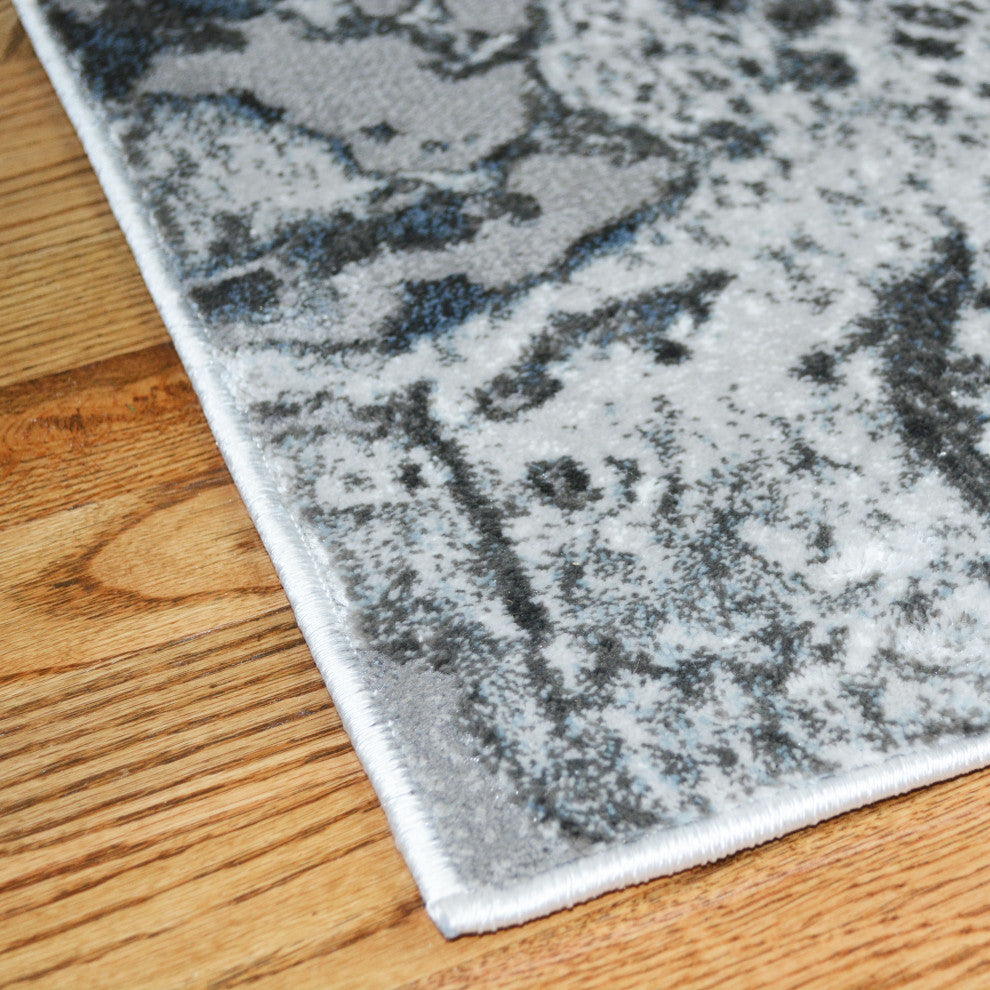Everest Splash Blue Contemporary Area Rug, 7'10"x9'10"