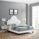 Tufted Platform Bed Frame, Twin Size, Velvet, White, Modern Contemporary