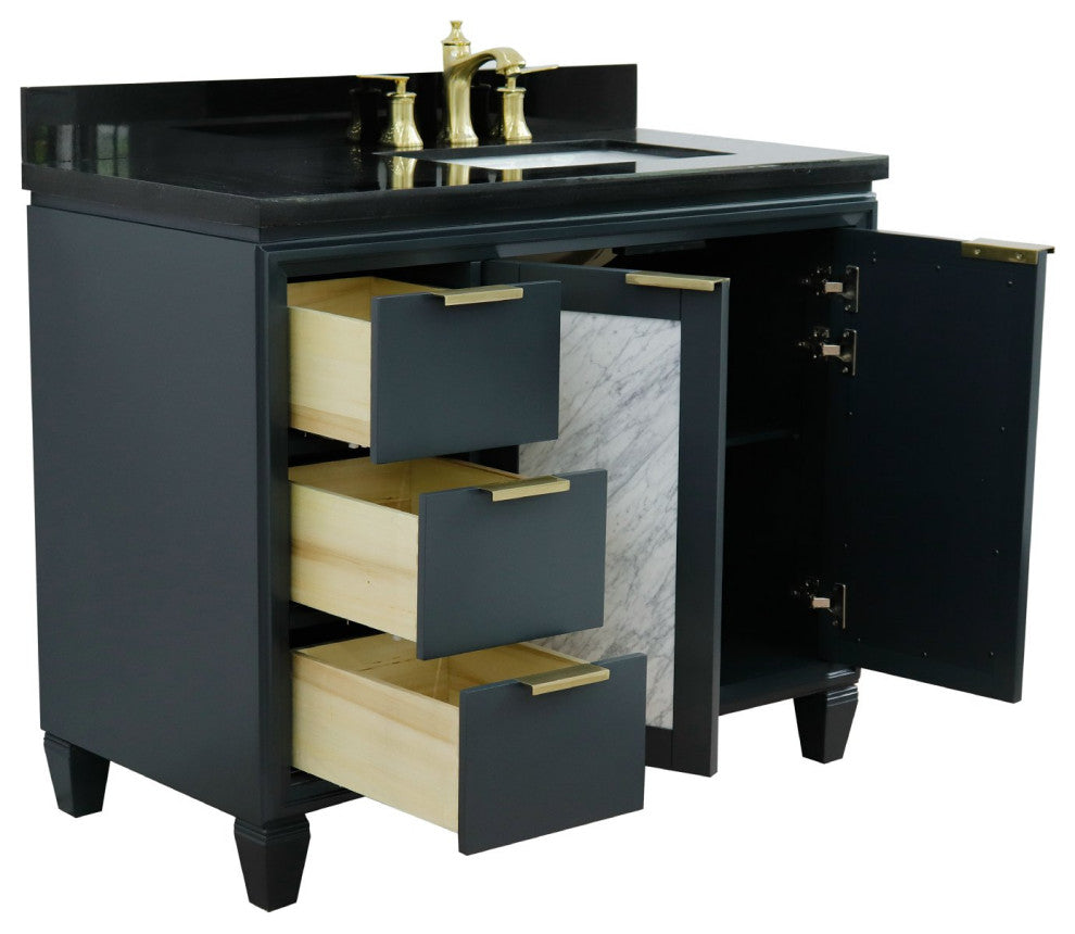 43" Single Vanity, Dark Gray Finish With Black Galaxy