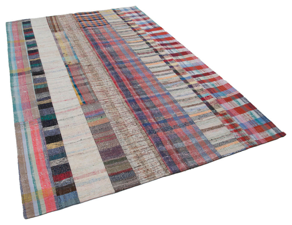 Rug N Carpet - Handmade Anatolian 6' 6'' x 9' 11'' Unique Patchwork Kilim Rug