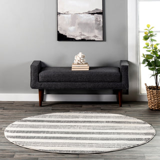 Nuloom Contemporary Geometric Parallels Rug, Grey 5'3"Round