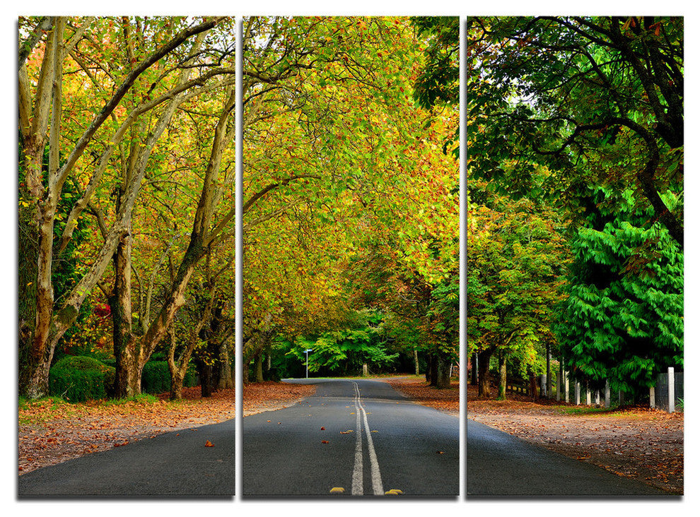 "Road Through Stunning Greenery" Metal Wall Art, 3 Panels, 36"x28"