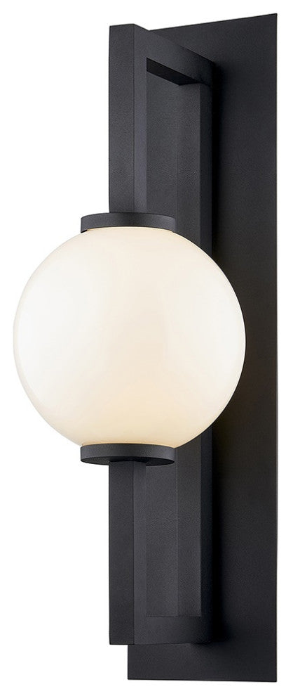 Darwin 1 Light 24" Wall Sconce - Textured Black Finish - Opal White Glass