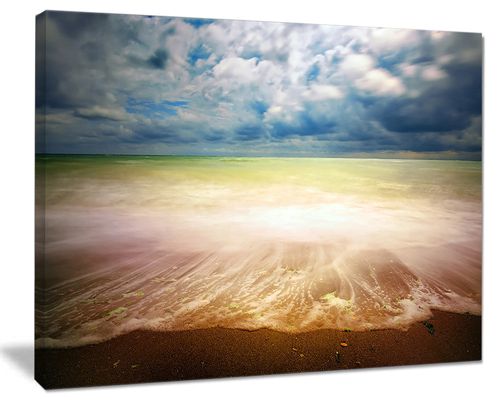 "Exotic Beach on Cloudy Summer Day" Seascape Wall Art, 40"x30"