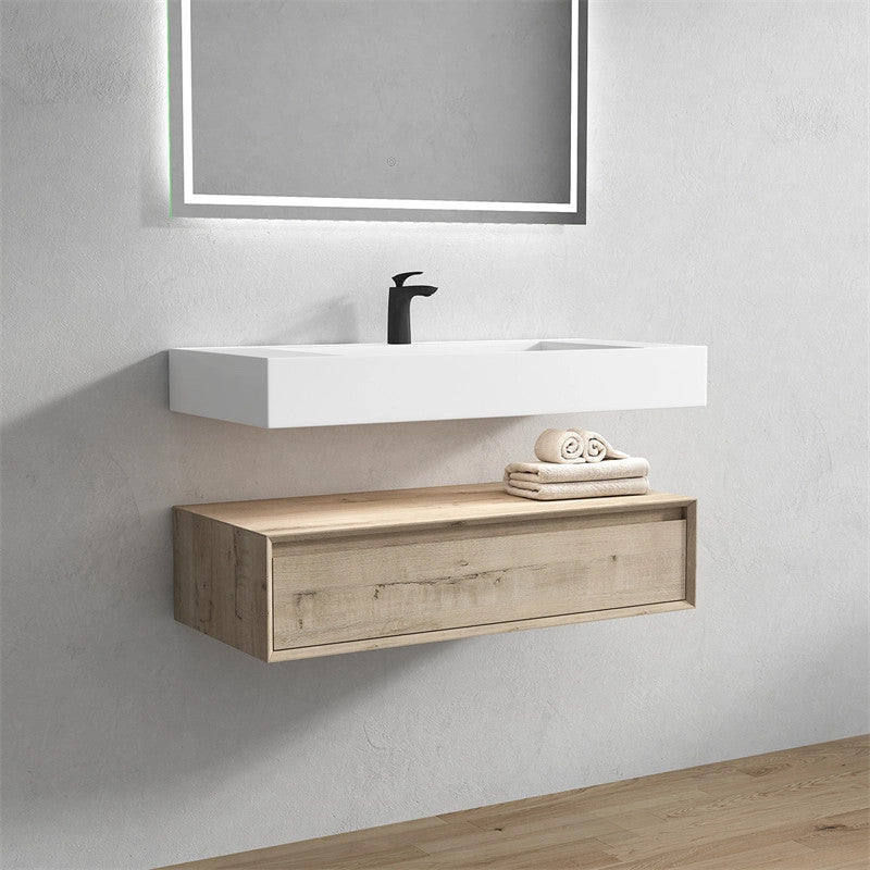 Alysa 36'' Floating Vanity, Acrylic Sink, White Oak