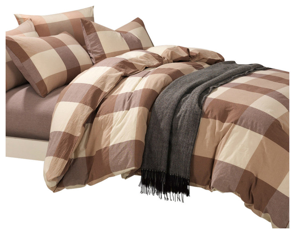 Buffalo Washed Cotton 3-Piece Duvet Set, Caramel, Queen