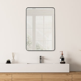 Nettuno Rectangle Bathroom/Vanity Aluminum Framed Wall Mirror, Matt Black, 24"