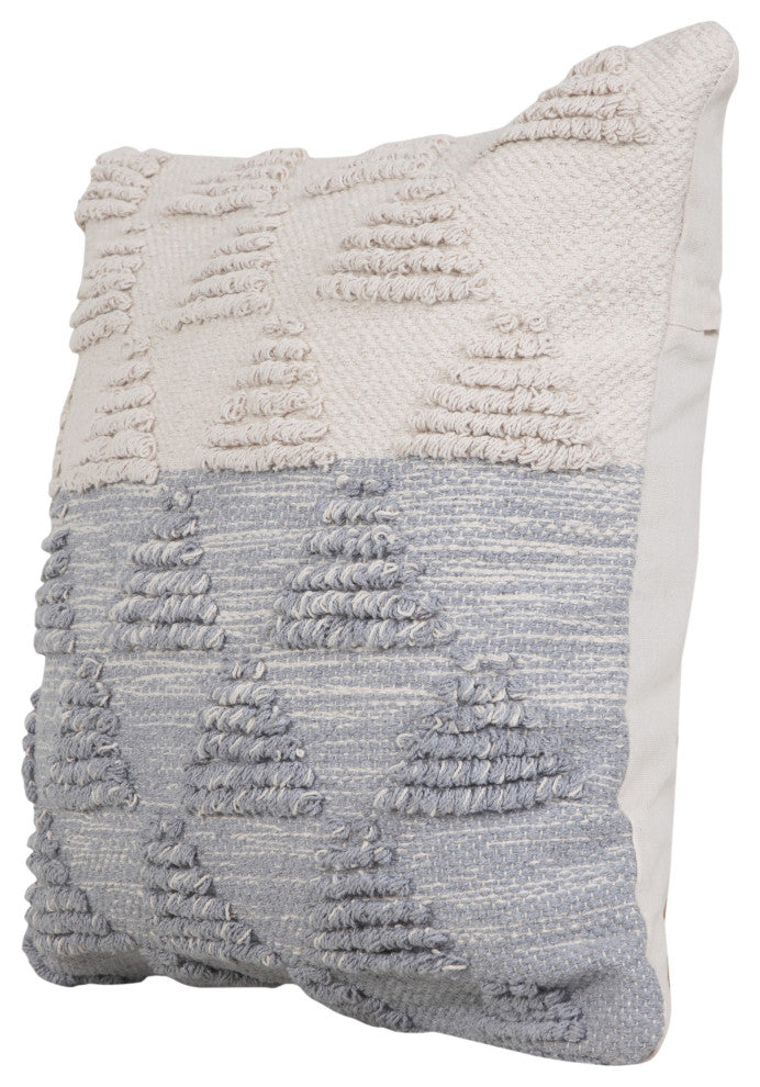 Ox Bay Handwoven Gray/White Geometric Organic Cotton Pillow Cover, 20"x20"