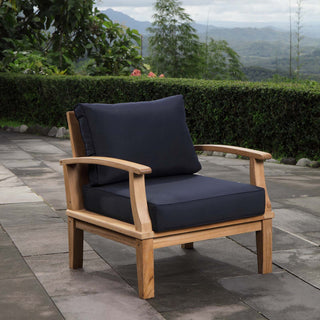 Natural Navy Marina Outdoor Patio Teak Armchair