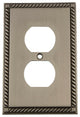 NW Rope Switch Plate With Outlet, Antique Pewter
