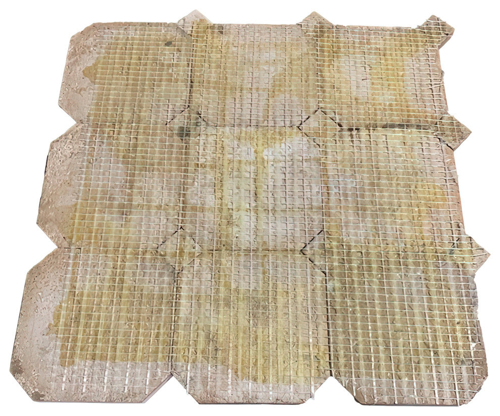 Contemporary Zellige Tile, Off-White With Green, 8-Panels 12x12"