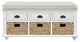 TATEUS 42" Rustic Storage Bench With 3 Drawers and 3 Rattan Baskets, White