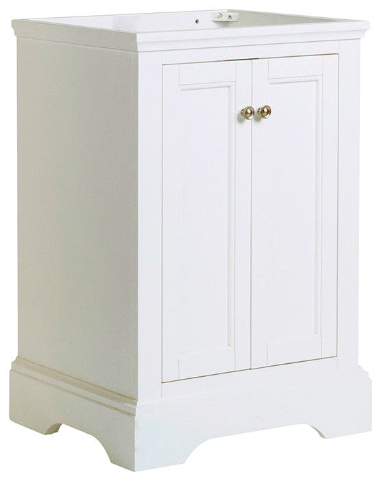 Windsor Matte White Traditional Bathroom Cabinet, 24"