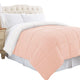 Benzara BM202054 King Size Box Quilted Reversible Comforter , White and Pink