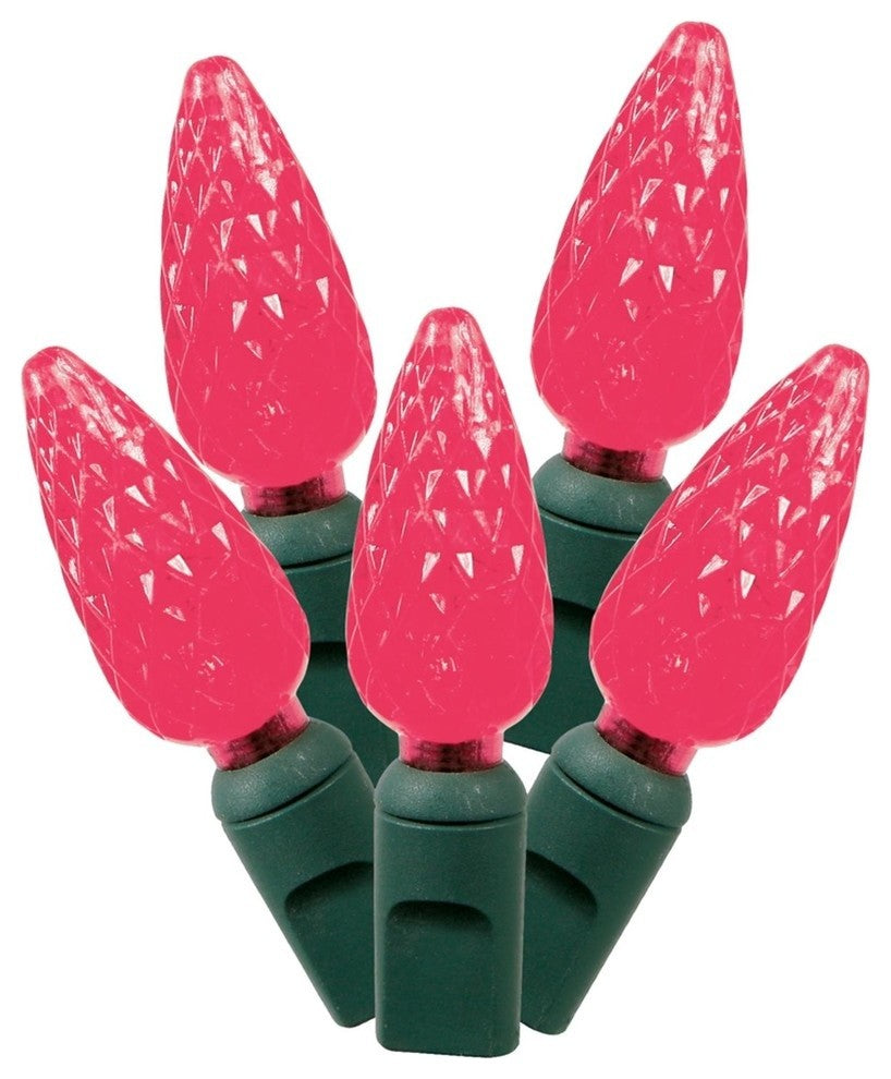 Magenta Commercial Grade Faceted LED C6 Christmas Lights 6" Spacing