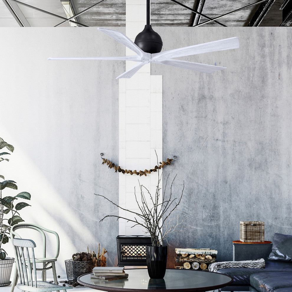 Irene-5, Ceiling Fan, Matte Black Finish/Matte White Blades, 52"