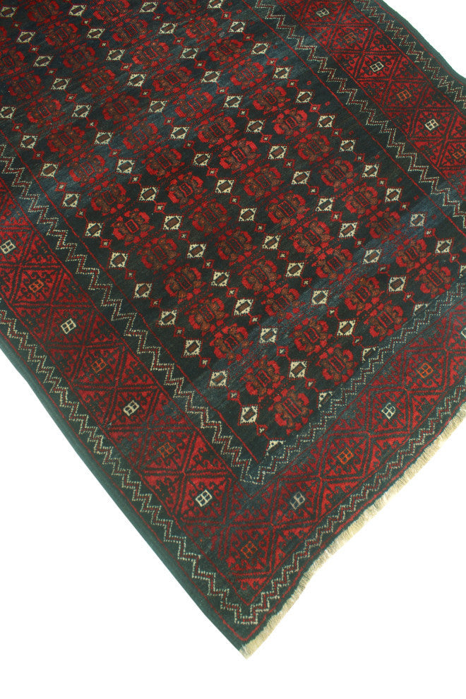 Vintage Distressed Houston Red/Green Runner, 3'9x7'8
