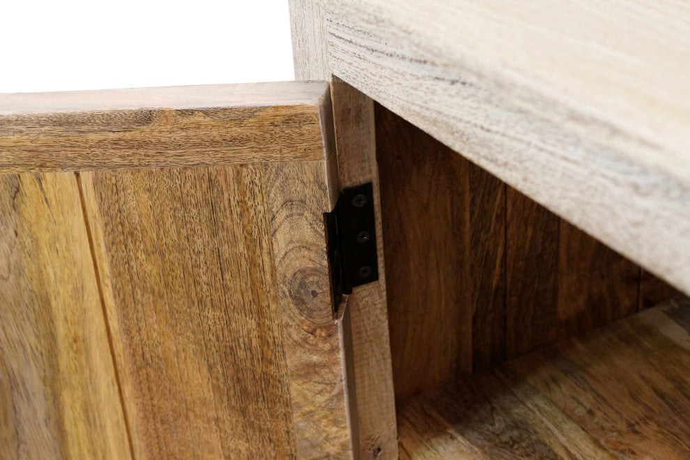 Jenna 2-Door Solid Wood Nightstand With Distressed White Finish