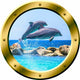 VWAQ 1 Dolphins Wall Sticker Porpoise Porthole 3D Wall Decal, 20" Diameter