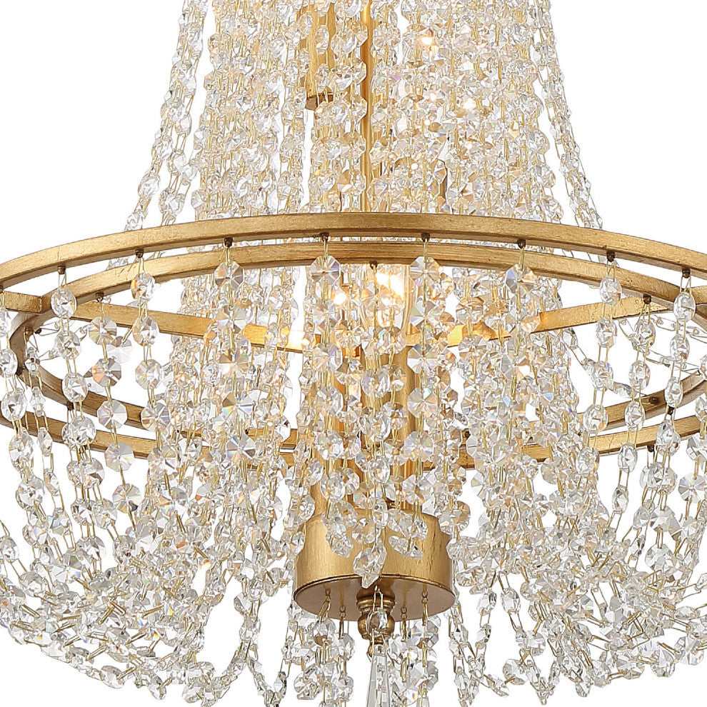 Crystorama ARC-1907-GA-CL-MWP, 4-Light Chandelier, Antique Gold