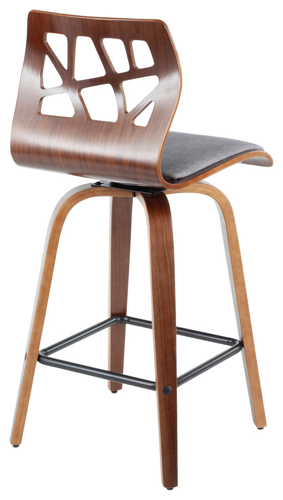 Folia Counter Stool, Set of 2, Light Gray Fabric