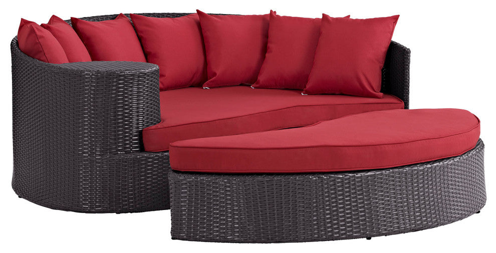 Modway Taiji Outdoor Patio Wicker Daybed, Espresso Red