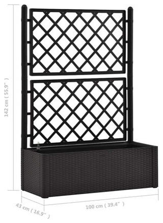 vidaXL Garden Raised Bed with Trellis, Self Watering Planter, Anthracite, PP
