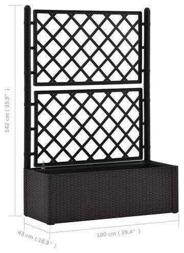 vidaXL Garden Raised Bed with Trellis, Self Watering Planter, Anthracite, PP