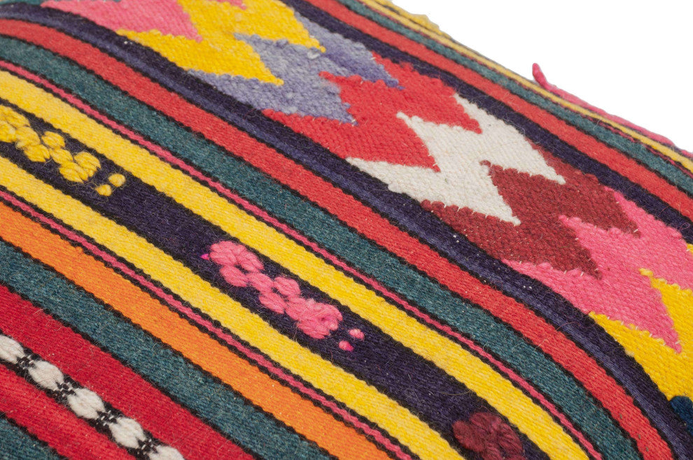 Unique Stool Upholstered with Handwoven Kilim 16"x16"x18"