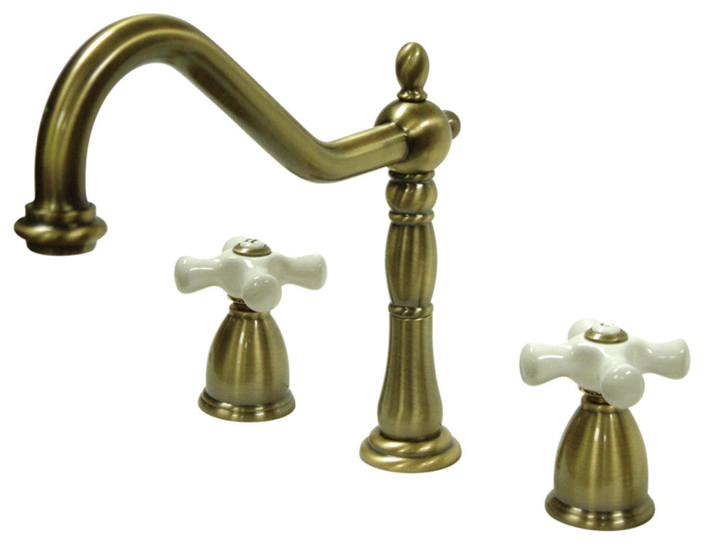 Kingston Brass Widespread Kitchen Faucet, Antique Brass