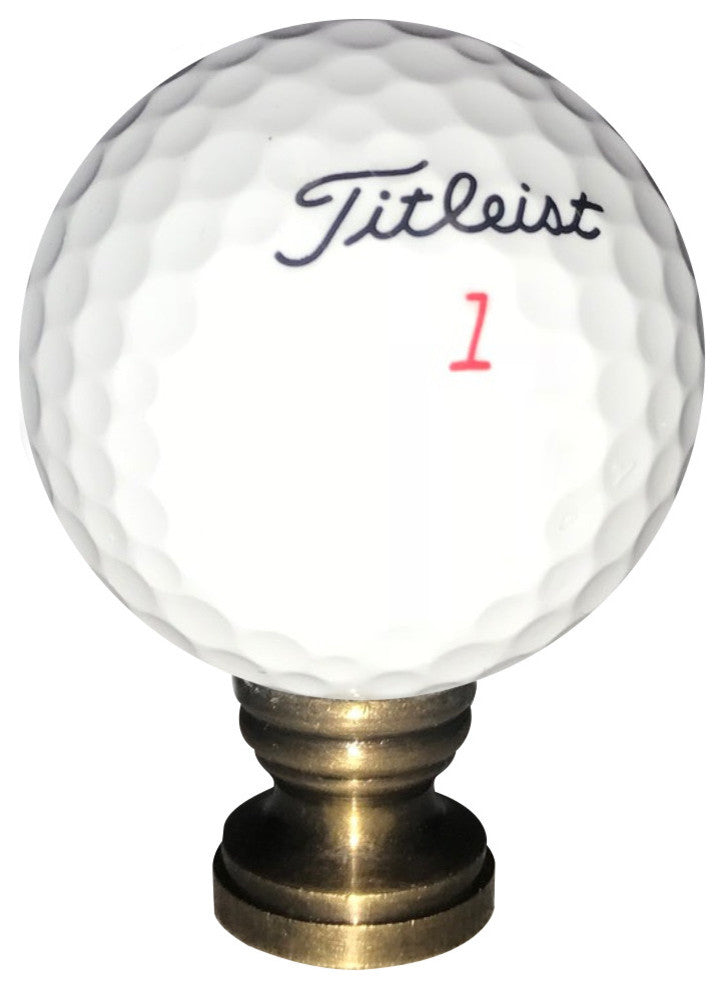 Golf Ball Lamp Finial, White, 2.25"h