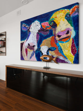 "Trois Vache" Painting Print on Wrapped Canvas, 36x24