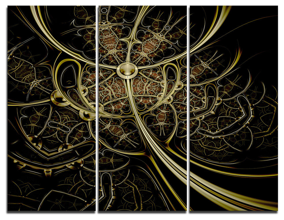 "Gold Metallic Fabric Pattern" Digital Canvas Print, 3 Panels, 36"x28"